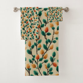 Colorful Winter Pinecone Branches バスタオルセット