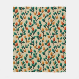 Colorful Winter Pinecone Branches フリースブランケット