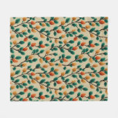 Colorful Winter Pinecone Branches フリースブランケット (正面(横))