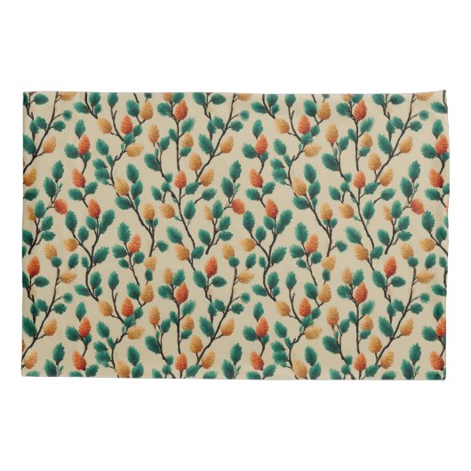 Colorful Winter Pinecone Branches 枕カバー (裏面)