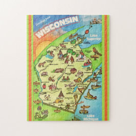 Colorful Wisconsin Postcard 11x14 ジグソーパズル