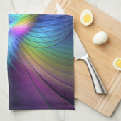 Colorful With Blue Modern Abstract Fractal Art キッチンタオル (四つ折り)