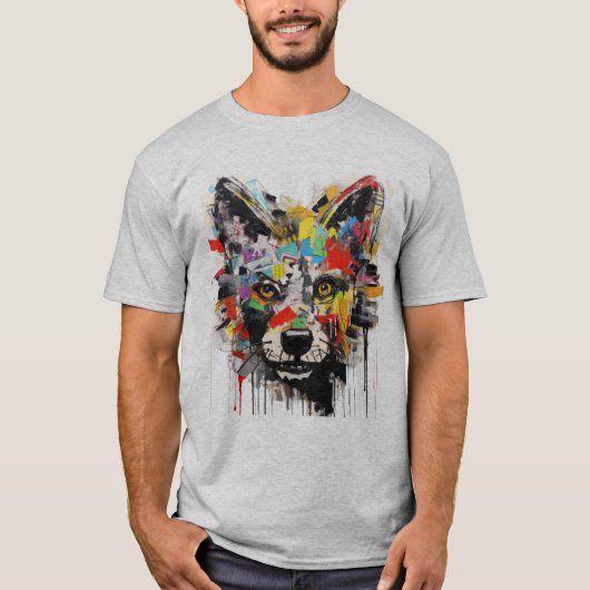 Colorful Wolf Head Graffiti art Tシャツ (正面)