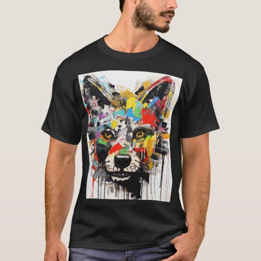 Colorful Wolf Head Pop Art Wolf Portrait  Tシャツ (正面)