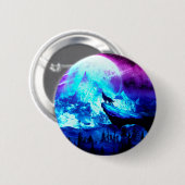 Colorful wolf howling 缶バッジ (正面&裏面)