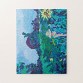 Colorful Woman in Sunflowers ジグソーパズル (縦)