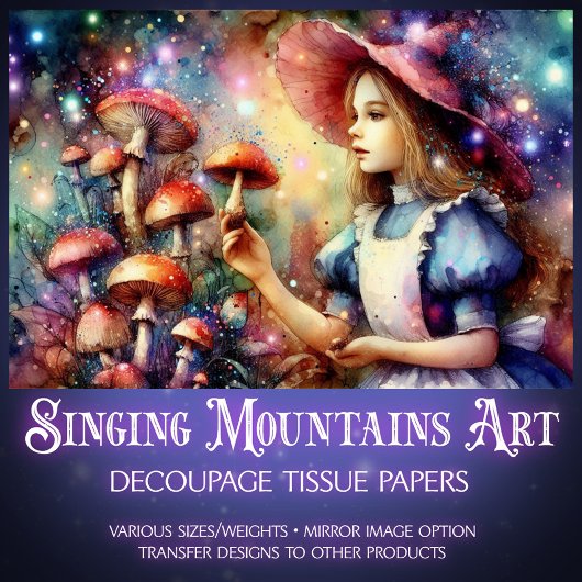 Colorful Wonderland Mushroom Forest Decoupage 薄葉紙