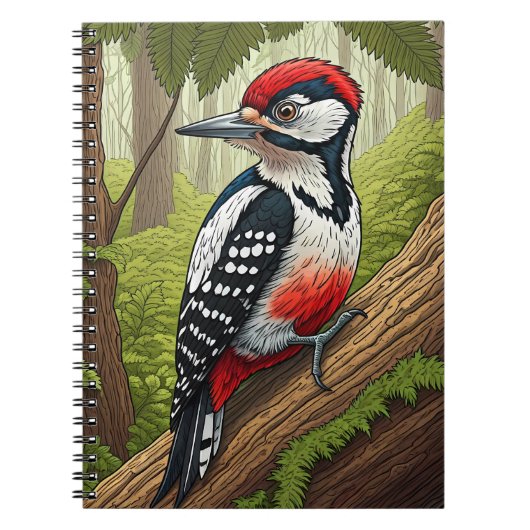 Colorful Woodpecker in Forest ノートブック (正面)
