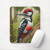 Colorful Woodpecker in Forest マウスパッド (マウス)