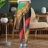 Colorful Wool Knit Sweater Pattern Graphic Stripes レギンス