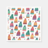 Colorful Woolly Hats Winter スタンダードカクテルナプキン (正面)