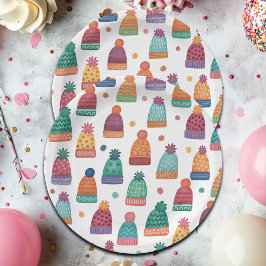 Colorful Woolly Hats Winter ペーパープレート