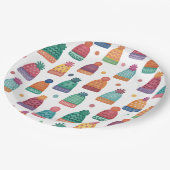 Colorful Woolly Hats Winter ペーパープレート (アングル)