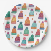 Colorful Woolly Hats Winter ペーパープレート (正面)