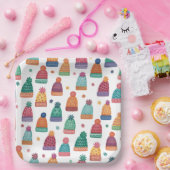 Colorful Woolly Hats Winter ペーパープレート (パーティー)