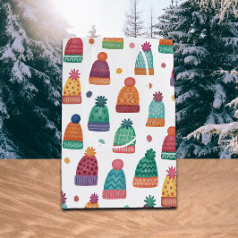 Colorful Woolly Hats Winter ミディアムペーパーバッグ