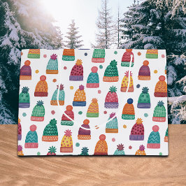 Colorful Woolly Hats Winter ラージペーパーバッグ