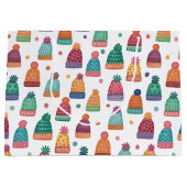 Colorful Woolly Hats Winter ラージペーパーバッグ (正面)