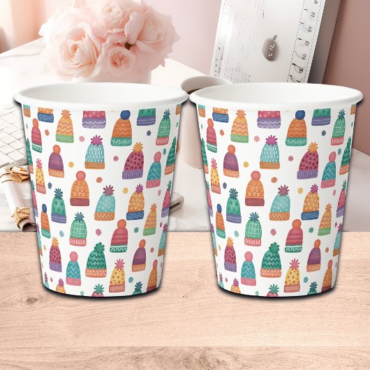 Colorful Woolly Hats Winter 紙コップ