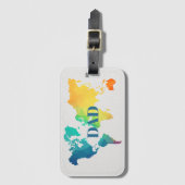 Colorful World Map DAD Custom Monogram Name  ラゲッジタグ (正面縦)