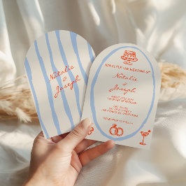 Colorful Written Painted Whimsical Arched Wedding 招待状