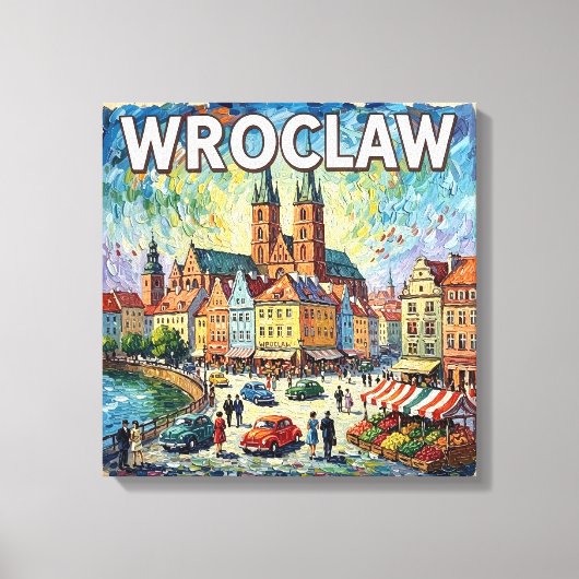 Colorful Wroclaw Cathedral Square Canvas キャンバスプリント (正面)
