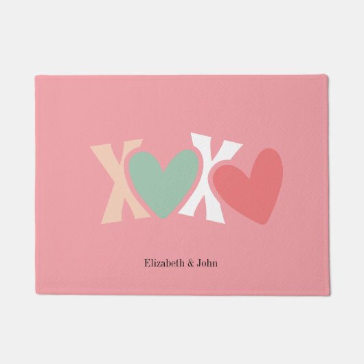 Colorful "XOXO" Valentine's Day   ドアマット (正面)