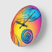 Colorful yaie fish  ラウンド壁時計 (傾斜)