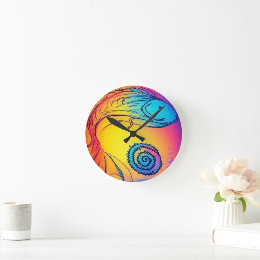 Colorful yaie fish  ラウンド壁時計 (ホーム)