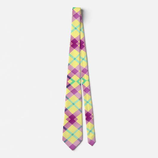 Colorful  (Yellow Lavender) Abstract  Neck Tie ネクタイ (正面)