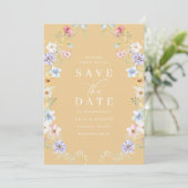 Colorful Yellow Pastel Wildflowers Wedding セーブザデート (スタンド正面)