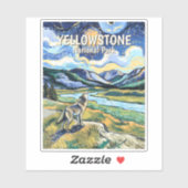 Colorful Yellowstone National Park Wolf Howling シール (シート)