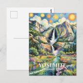 Colorful Yosemite Spring Waterfall Hiking Trail ポストカード (正面/裏面)