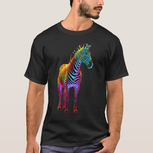 Colorful Zebra Nature  Wildlife Animal art Tシャツ (正面)