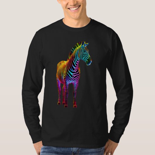 Colorful Zebra Nature Wildlife Animal art Tシャツ (正面)