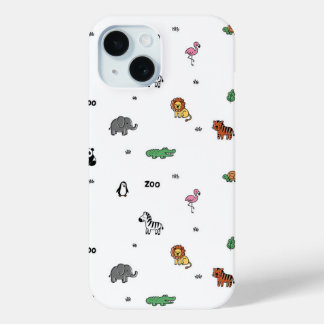 Colorful Zoo Animal Fun iPhone 15ケース