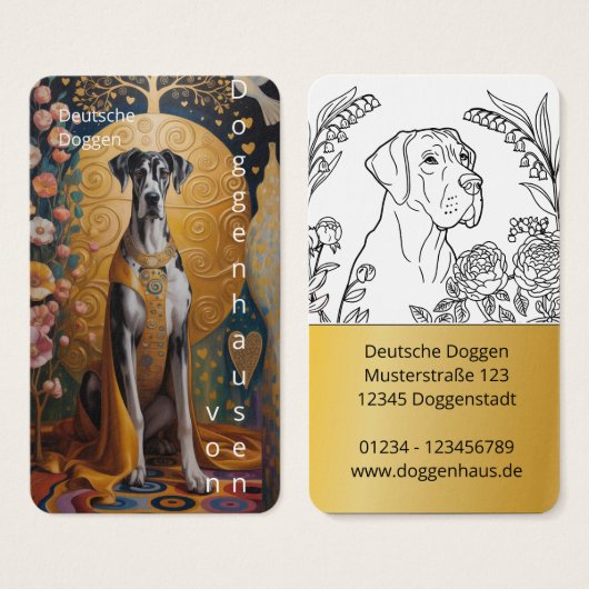 Colorfull Great Dane Art Business Cards (正面&裏面)