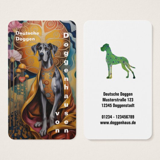 Colorfull Great Dane Art Business Cards (正面&裏面)