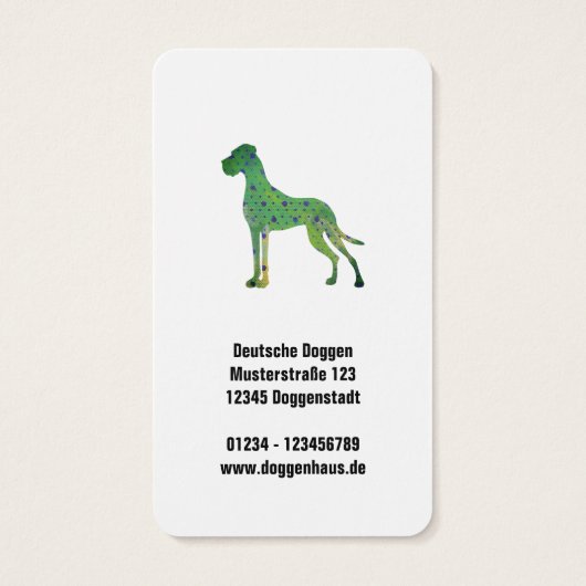 Colorfull Great Dane Art Business Cards (裏面)