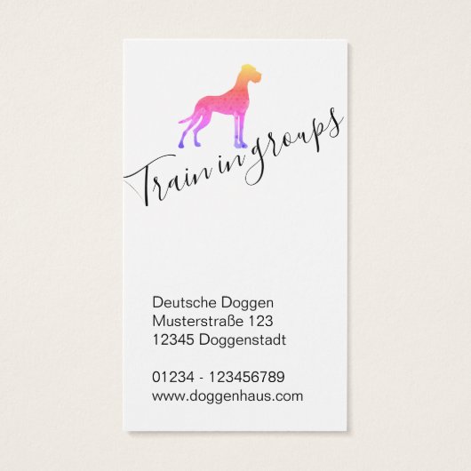 Colorfull Great Dane Kennel Business Cards (裏面)