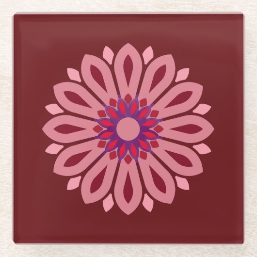 COLORFULL MODERN FLOWER GIFT DAUGHTER SISTER MOM ガラスコースター (正面)