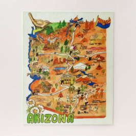 Colorfully Illustrated 16x20 Arizona Map  ジグソーパズル