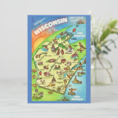 Colorfully Illustrated 5x7 Big Wisconsin Postcard (スタンド正面)