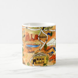 Colorfully Illustrated Arizona Map Mug コーヒーマグカップ