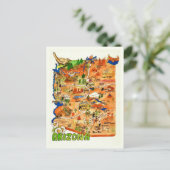 Colorfully Illustrated Arizona Map Postcard ポストカード (スタンド正面)