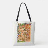 Colorfully Illustrated Arizona Map Shoulder Tote トートバッグ (裏面)