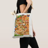 Colorfully Illustrated Arizona Map Shoulder Tote トートバッグ (クローズアップ)