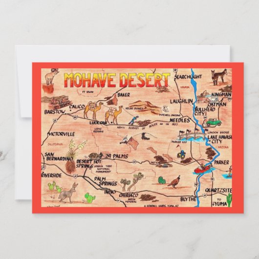 Colorfully Illustrated Mohave Desert Flat Card (正面)