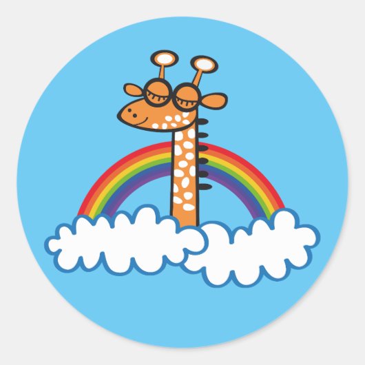 Colorida Jirafa. Giraffe. Arcoiris, rainbow. ラウンドシール (正面)