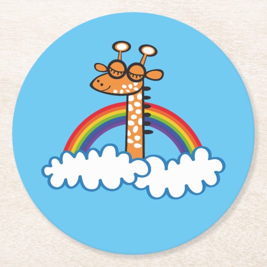 Colorida Jirafa. Jirafa. Arcoiris, arco iris ラウンドペーパーコースター (正面)